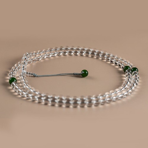 108 Beads White Crystal Jade Meditation Bracelet
