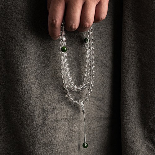 108 Beads White Crystal Jade Meditation Bracelet