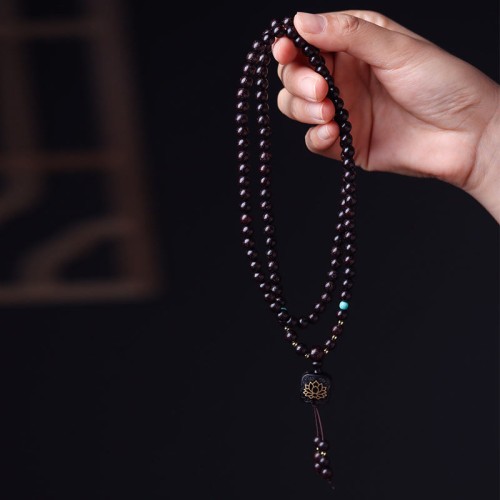 108 Mala Red Sandalwood Lotus Balance Bracelet