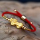 24K Gold-Plated PiXiu Luck Red String Bracelet
