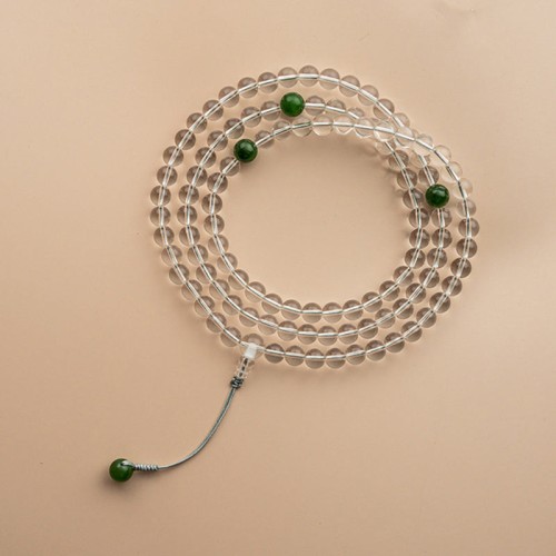 108 Beads White Crystal Jade Meditation Bracelet