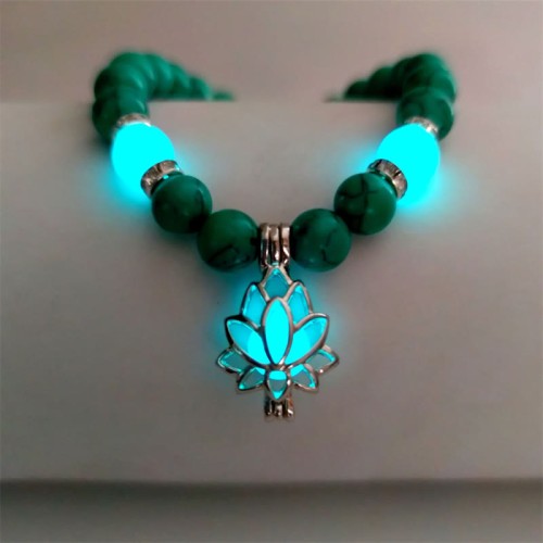 Turquoise Glowstone Lotus Protection Bracelet