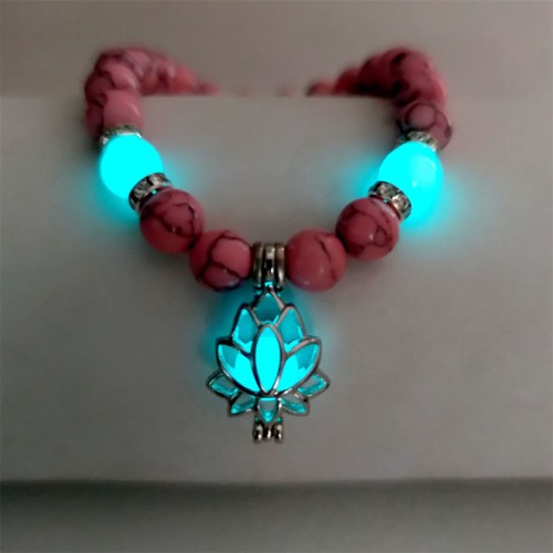 Turquoise Glowstone Lotus Protection Bracelet