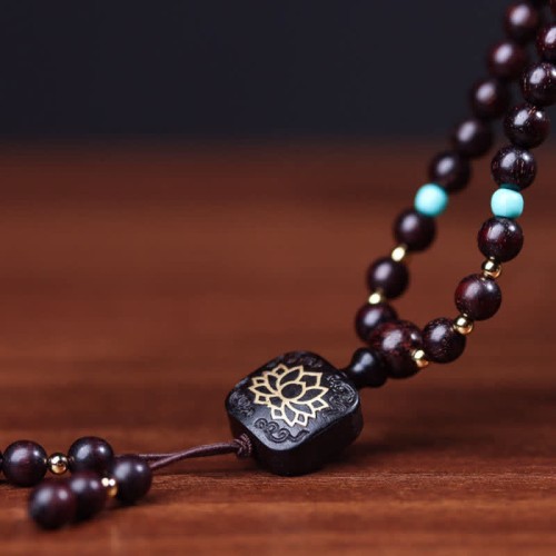 108 Mala Red Sandalwood Lotus Balance Bracelet