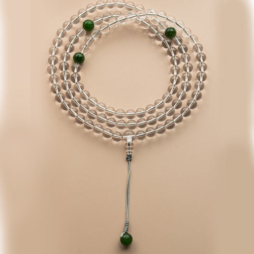 108 Beads White Crystal Jade Meditation Bracelet