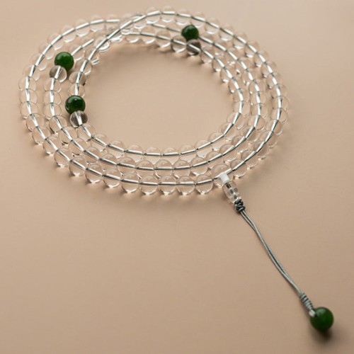 108 Beads White Crystal Jade Meditation Bracelet