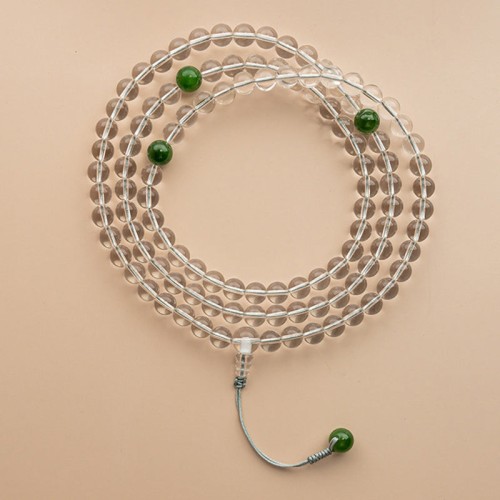 108 Beads White Crystal Jade Meditation Bracelet