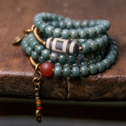 108 Mala Bodhi Seed Dzi Bead Wisdom Bracelet 108 Mala Bodhi Seed Dzi Bead Wisdom Bracelet