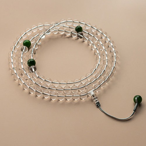 108 Beads White Crystal Jade Meditation Bracelet