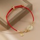 18K Gold Hetian Jade Luck Red Rope Bracelet