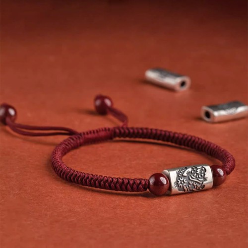 925 Silver 12 Chinese Zodiac Cinnabar String Bracelet