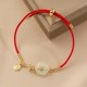 18K Gold Hetian Jade Luck Red Rope Bracelet