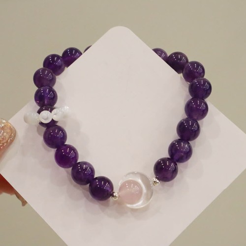 925 Silver Amethyst Aquamarine Cat's Eye Healing Bracelet 925 Silver Amethyst Aquamarine Cat's Eye Healing Bracelet