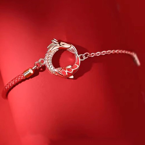 925 Silver Year of the Dragon Copper Koi Fish Luck Bracelet 925 Silver Year of the Dragon Copper Koi Fish Luck Bracelet