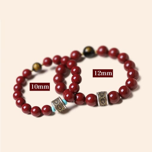 925 Silver Buddha Cinnabar Om Mani Padme Hum Bracelet
