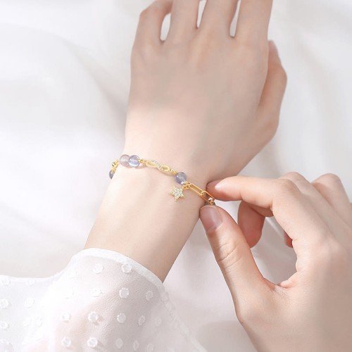 14K Gold Plated Strawberry Quartz M枚bius Loop Bracelet 14K Gold Plated Strawberry Quartz M枚bius Loop Bracelet