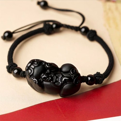 Obsidian Amethyst Citrine PiXiu Wealth Bracelet