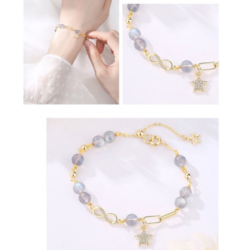 14K Gold Plated Strawberry Quartz M枚bius Loop Bracelet 14K Gold Plated Strawberry Quartz M枚bius Loop Bracelet