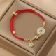 18K Gold Hetian Jade Luck Red Rope Bracelet