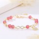 14K Gold Plated Strawberry Quartz M枚bius Loop Bracelet 14K Gold Plated Strawberry Quartz M枚bius Loop Bracelet