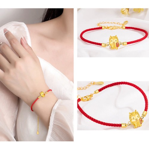 925 Silver Year of the Dragon Golden Dragon Strength Bracelet