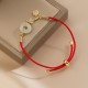 18K Gold Hetian Jade Luck Red Rope Bracelet