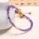 14K Gold Plated Amethyst Crystal Healing Chain Bracelet