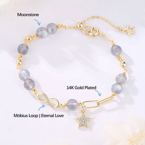14K Gold Plated Strawberry Quartz M枚bius Loop Bracelet 14K Gold Plated Strawberry Quartz M枚bius Loop Bracelet