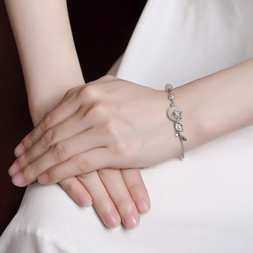 925 Silver Hetian Jade Peace Lotus Luck Bracelet 925 Silver Hetian Jade Peace Lotus Luck Bracelet