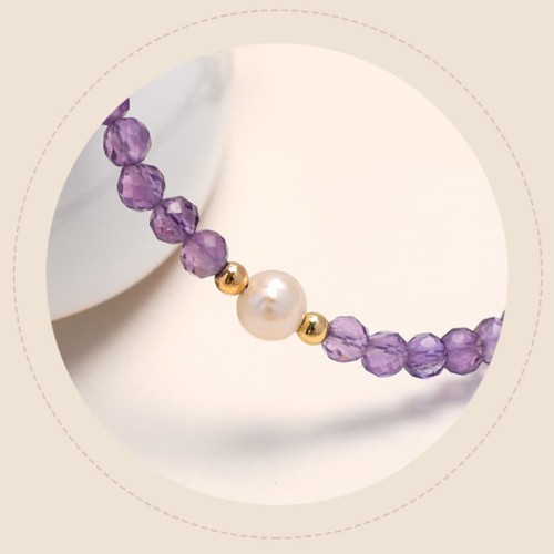 14K Gold Plated Amethyst Crystal Healing Chain Bracelet
