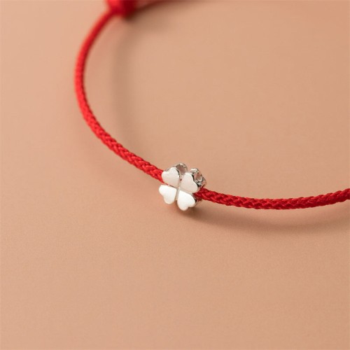 925 Silver Four Leaf Clover Red Rope Bracelet 925 Silver Four Leaf Clover Red Rope Bracelet