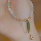 14K Gold Plated Hetian Jade Bamboo Leaf Luck Bracelet 14K Gold Plated Hetian Jade Bamboo Leaf Luck Bracelet