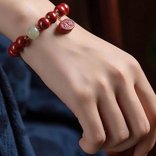 Cinnabar Jade Healing Charm Bracelet