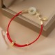 18K Gold Hetian Jade Luck Red Rope Bracelet