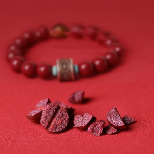 925 Silver Buddha Cinnabar Om Mani Padme Hum Bracelet