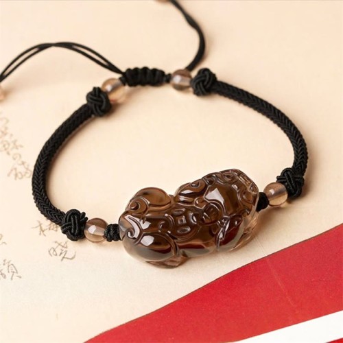 Obsidian Amethyst Citrine PiXiu Wealth Bracelet