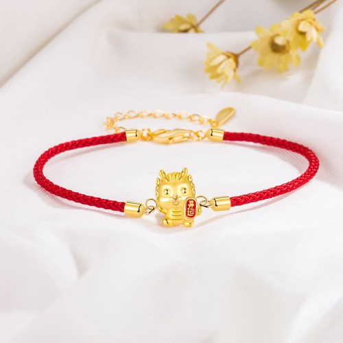 925 Silver Year of the Dragon Golden Dragon Strength Bracelet