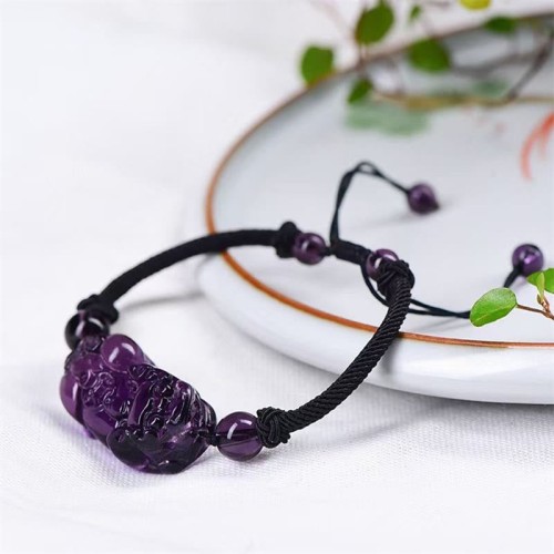 Obsidian Amethyst Citrine PiXiu Wealth Bracelet
