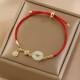18K Gold Hetian Jade Luck Red Rope Bracelet