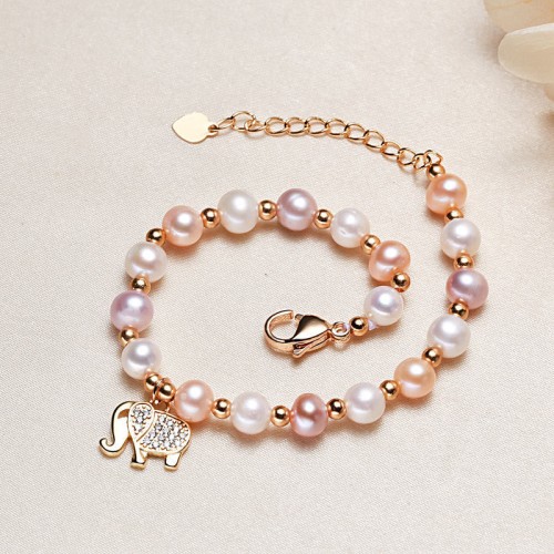 18K Gold Plated Pearl Elephant Zircon Charm Sincerity Bracelet 18K Gold Plated Pearl Elephant Zircon Charm Sincerity Bracelet
