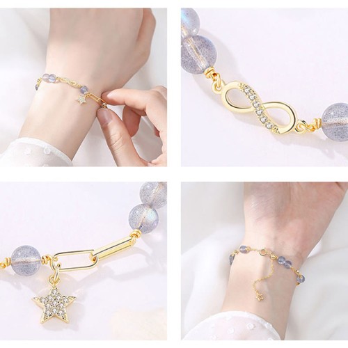 14K Gold Plated Strawberry Quartz M枚bius Loop Bracelet 14K Gold Plated Strawberry Quartz M枚bius Loop Bracelet