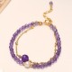 14K Gold Plated Amethyst Crystal Healing Chain Bracelet