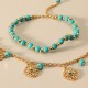 2Pcs Turquoise Stone Flower Protection Bracelet