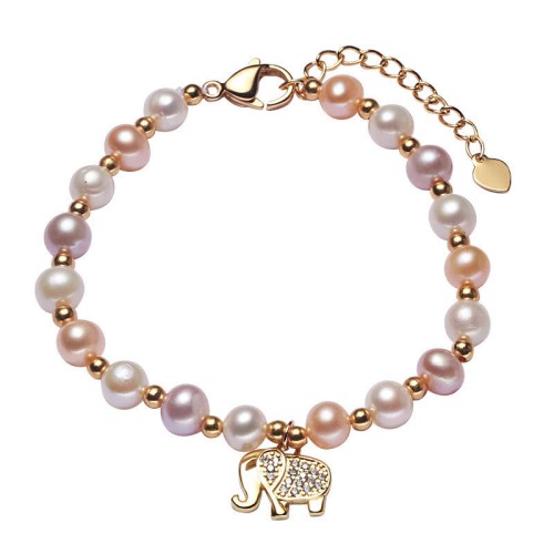 18K Gold Plated Pearl Elephant Zircon Charm Sincerity Bracelet 18K Gold Plated Pearl Elephant Zircon Charm Sincerity Bracelet