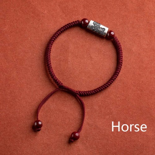 925 Silver 12 Chinese Zodiac Cinnabar String Bracelet