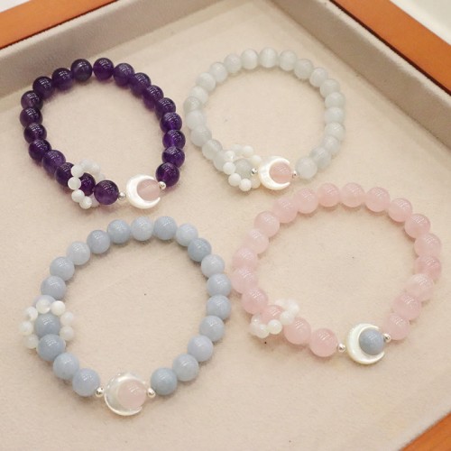 925 Silver Amethyst Aquamarine Cat's Eye Healing Bracelet 925 Silver Amethyst Aquamarine Cat's Eye Healing Bracelet