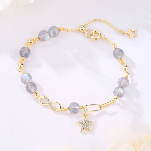 14K Gold Plated Strawberry Quartz M枚bius Loop Bracelet 14K Gold Plated Strawberry Quartz M枚bius Loop Bracelet
