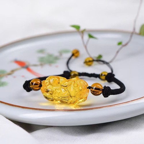 Obsidian Amethyst Citrine PiXiu Wealth Bracelet