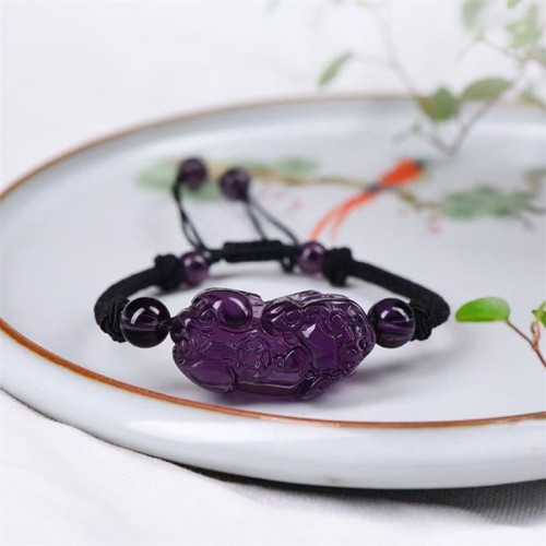 Obsidian Amethyst Citrine PiXiu Wealth Bracelet