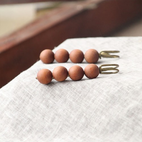 Vintage Sandalwood Agathis Ebony Beads Healing Brooch